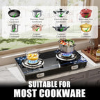 2 Burner Propane Stove 27,200 BTU High-Efficiency Tempered Glass Auto-Ignition Gas Burner Stove Top with CSA Hose for Outdoor RV Camping Emergency Cooking