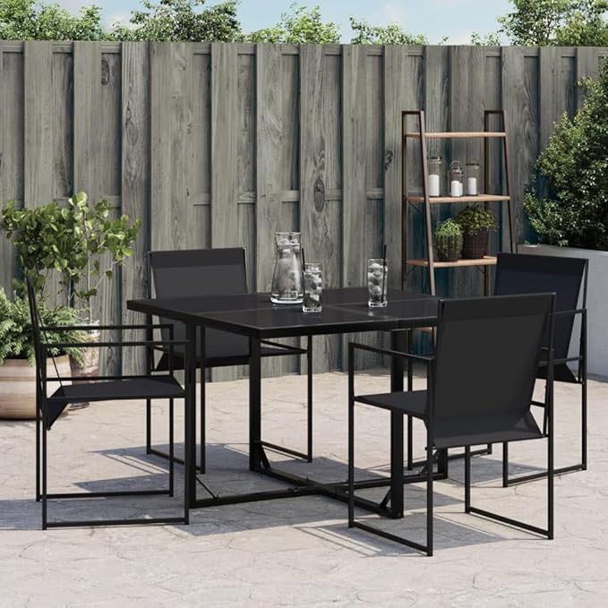 Folding Outdoor Chairs Set of 4 Black Textilene 19.7x21.7x33.1 in Powder-Coated Steel Frame Foldable Camp Chairs for Patio Garden Terrace
