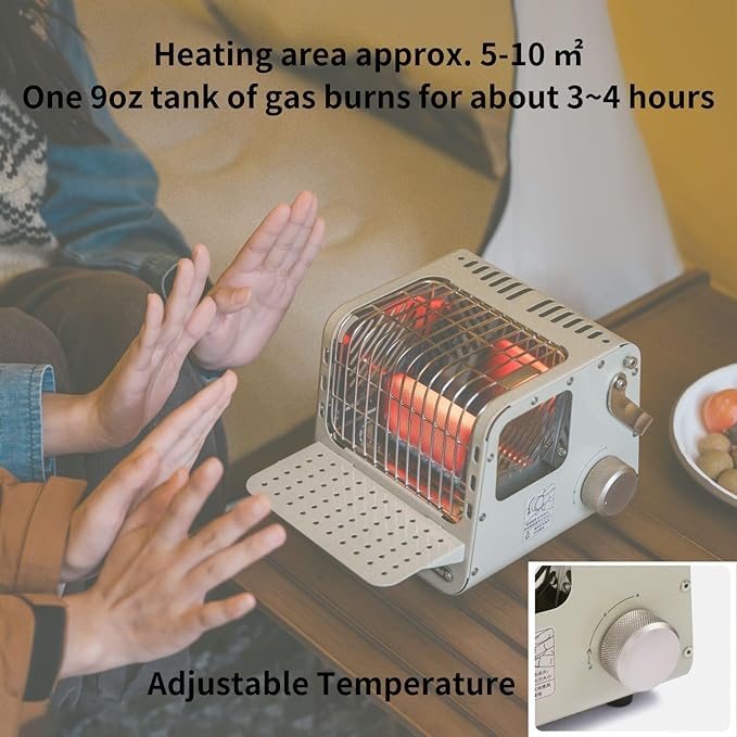 Naturehike 3 in 1 Portable Heater & Stove, 50oz Outdoor Camping Gas Stove, Camping Heaters For Tents, Heater Warming Stove, Adjustable Temperature, Over-Voltage Protection (khaki)