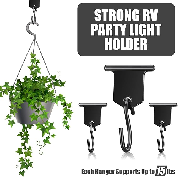 BBTO 24 Pairs Camping Awning Hooks RV Awning Accessory Hangers S Shaped Hooks Set RV Party Light Hangers for Christmas Party Camping Tent Indoor and Outdoor Supplies
