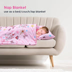 Kids Nap Mat Portable Slumber Bags with Removable Pillow and Blanket for Girls Boys, Lightweight Extra Large Sleeping Bag for Preschool Camping Daycare