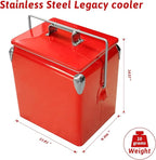 Retro Ice Chest Cooler with Bottle Opener 13L (14Qt), Stainless Steel Vintage Style Ice Bucket for Camping, Party, Beach, Picnic, RV, BBQ, Tailgating, Fishing