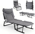 Giantex Folding Patio Lounge Chair with Pad, 3-in-1 Portable Chaise Lounge with 6 Backrest Positions, Head Pillow, Foldable Armrest, Outdoor Camping Cot for Living Room, Yard, Patio,Office (1)