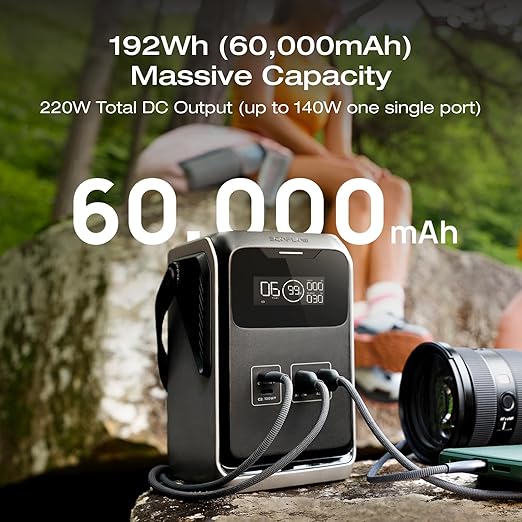 EF ECOFLOW Trail 200 DC Portable Power Station with Travel Bag, 192Wh LiFePO4 Battery, 220W DC Output, Compact Power Bank for Camping, Travel, Outdoors, and Emergency Use