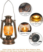 Vintage Battery Operated Lanterns 2 Pack, IP65 Waterproof Antique Outdoor Lantern with 2 Modes (Steady & Flickering) - Hanging Rustic Decor for Garden, Camping, Patio, Emergency