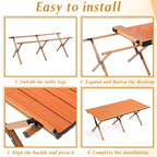 Suzile 2 Pack Foldable Camping Table 4ft Portable Lightweight Picnic Table Collapsible Roll up Metal Camp with Carry Bag for Camping, Picnic, Patio, Outdoor Party(Nut Brown)