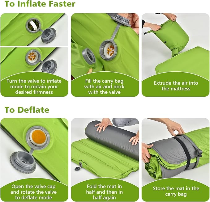 Giantex 4 Inch Self Inflating Camping Mat, Green, Compact, Inflatable, Lightweight