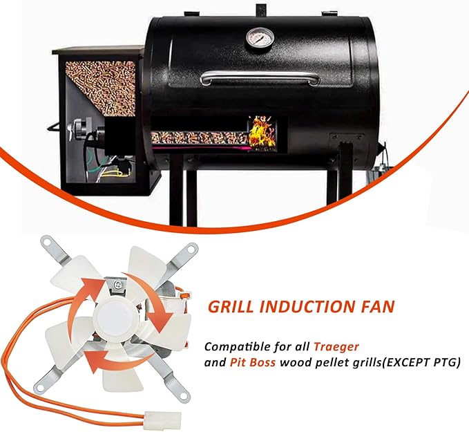 Hisencn Grill Induction Fan Kit Replacement Parts for All Pit Boss & Traeger & Camp Chef Wood Pellet Grills, Sam's Club Pellet Grills, Combustion Fan for Traeger KIT0019, 110V PA66