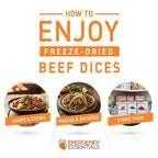 Emergency Essentials Freeze Dried Beef Dices #10 Can | Real Cooked Beef for Long Term Emergency Food Storage | Bite Size Chunks for Everyday Cooking, Soups, Stews, Camping, and Home Preparedness