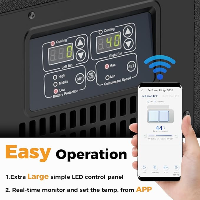 Setpower 12V Refrigerator with APP Control, 59QT Dual Zone Car Fridge Freezer,Electric Coolers for Vehicles AC/DC,Car Refrigerator 12V Portable Fridge for Car,SUV,Truck,RV,Camp,Travel,Road Trip,DT55