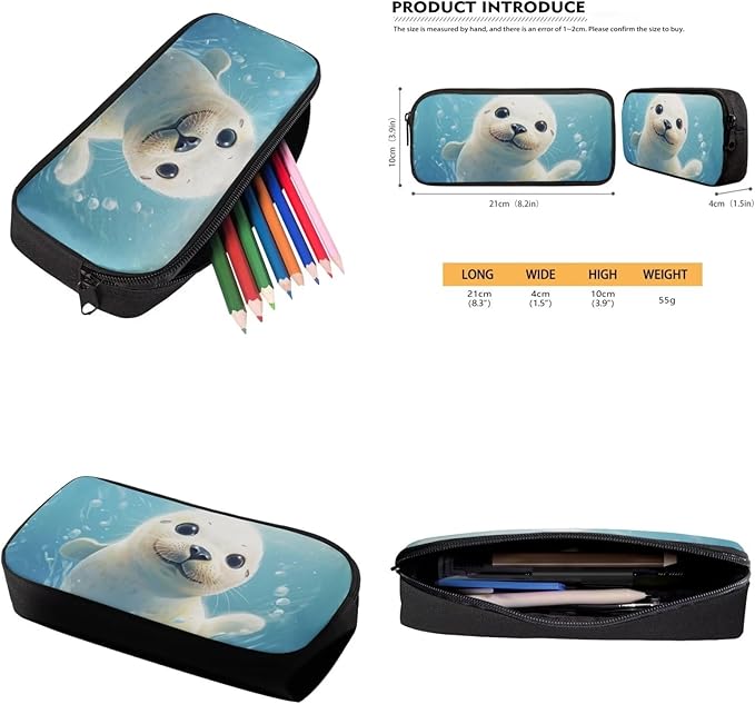 Kids 3 in 1 School Bag Set Sea Otter School Backpacks 12 Inch Schoolbag for Elementary Kindergarten School Animal Print Bookbag with Lunch Box and Pencil Case