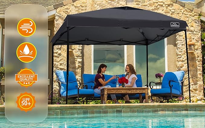 KAMPKEEPER 10x10 Pop Up Commercial Canopy Tent - Waterproof & Portable Outdoor Shade with Adjustable Legs, Air Vent, Carry Bag & Sandbags(Black)