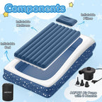 Inflatable Toddler Travel Bed: Portable & Safety - Blow Up Toddler Bed Travel with 4 Sides - Kids Air Mattress Ideal for Outdoor Camping - Easy to Inflate Deflate and Clean (67”, Blue)