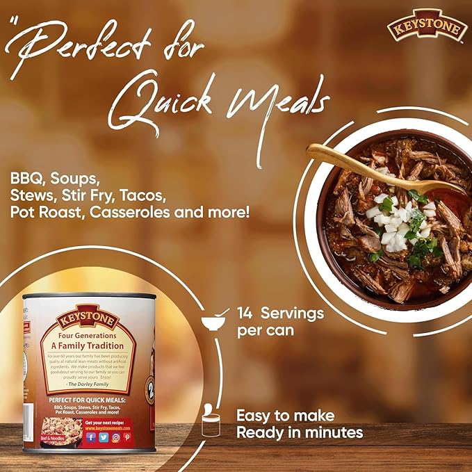 KEYSTONE Meats All Natural Canned Beef, Chicken & Pork Pack of 3, 28 Oz Long Term Emergency Survival Food Canned Meat | Fully Cooked Ready to Eat