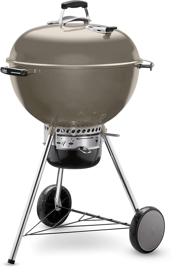 Weber Master-Touch Charcoal Grill, 22-Inch, Smoke – Premium Outdoor BBQ Grill with Tuck-Away Lid Holder & One‑Touch™ Cleaning System, Porcelain‑Enameled Kettle