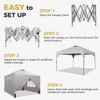 GDY 8x8FT Pop Up Canopy Tent with One Push Setup, Easy to Install with 4-Sidewalls for Events, Parties, Camping, Outdoor Gazebo with 4-Sandbags, White.
