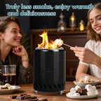 9.7 x 7.1 Inch Tabletop Fire Pit by AmazStove, Low Smoke Camping Stove for Outdoor Safe Burning Firepits, Fueled Pellets or Wood, Travel Bag Included (Black, 9.7 x 7.1 INCH)