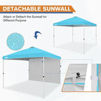 EAGLE PEAK Commercial Canopy 10x10 Pop Up Canopy Tent with 1 Sidewall, Easy Setup Heavy Duty Instant Event Shelter for Vendors & Markets, Outdoor Sun Shade, Light Blue