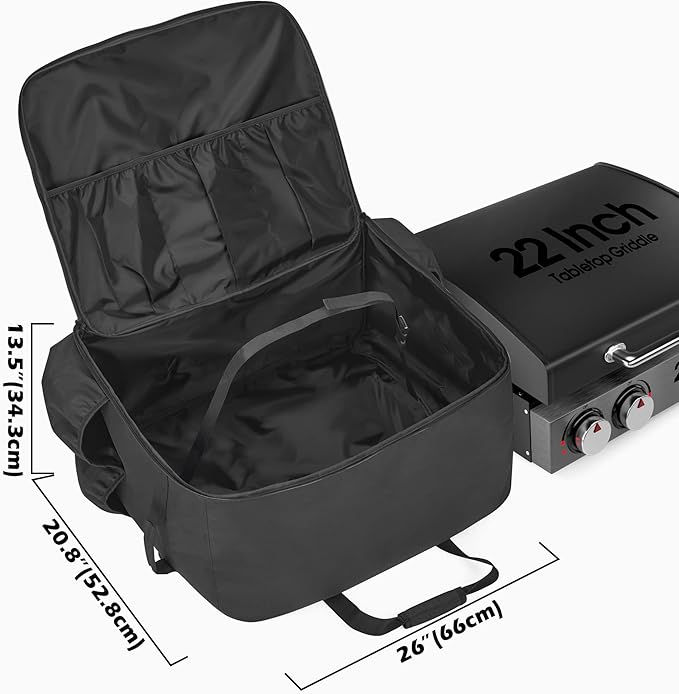 samdew Carry Bag for 22 Inch Tabletop Griddle with Hood, Outdoor Grill Cover Compatible with Blackstone 22 Inch Tabletop Griddle with Hood, Portable Camping Grill Storage Case with Pockets, Bag Only