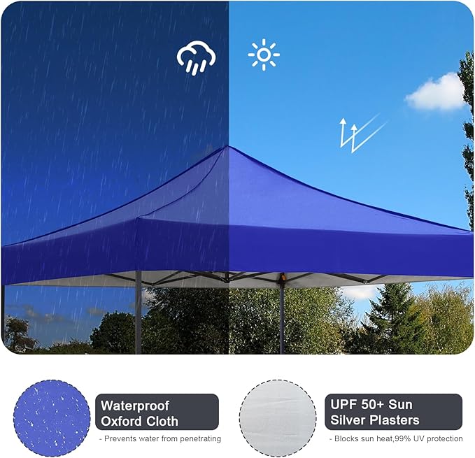 10x10 Pop up Canopy Tent with Sidewalls,Heavy Duty Waterproof Sun Shade Canopy Easy up Canopy with Wheel Bag Commercial Gazebo Tent for Outdoors Parties Vendors Camping Beach(Blue)