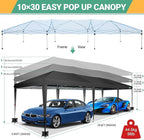 COBIZI 10x30 Canopy Party Tent with 8 Walls 10x30 Pop Up Canopy for Parties Waterproof UPF 50+ Outdoor Commercial Event Tent for Party Backyard Gazebo Canopy with Sidewalls & Sandbags(Black,10x30ft