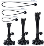 30 Pack of 3 Sizes Ball Bungee Cord, 6 ，9，11 Inch Heavy Duty Bungie Cord Balls Canopy Tarp Tie Down Bungee Balls for Camping, Tents, Cargo,Holding Wire and Hoses, Patio Umbrellas, Awning (Black)