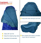 BROWINT Thermolite Sleeping Bag Liner with Zippers for Cold Weather, Lightweight Mummy with Hood & Rectangular Sleep Sack for Adult, Adds Warmth, Thermal Travel Liner, All Season