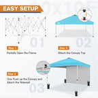 EAGLE PEAK Commercial Canopy 10x10 Pop Up Canopy Tent with 1 Sidewall, Easy Setup Heavy Duty Instant Event Shelter for Vendors & Markets, Outdoor Sun Shade, Light Blue