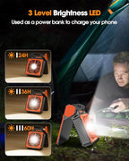 Solar Camping Fan 10400mAh, Solar Powered Fan with LED Lantern, 7W Rechargeable Battery Operated Fans for Outside, 4 Speeds, 2-8H Timer and Quiet Battery Powered Solar Tent Fans for Outdoor, Barbecue