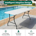 Folding Table 72" x 30" - Heavy Duty Plastic Table with Handle, Foldable & Portable, Fold-in-Half Utility Tables for Outdoor, Dining, Wedding, Events, Indoor, Picnic, Camping, Party (White)