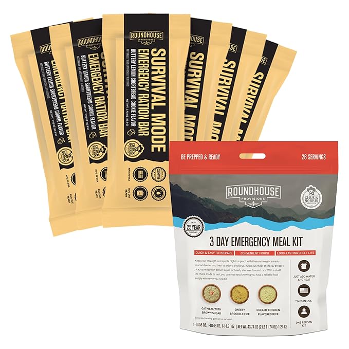 Roundhouse Provisions Emergency Food Bars and Emergency Meal Kit Bundle