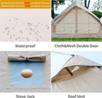 Inflatable Camping Tent with Hand Pump Waterproof Outdoor Blow up Tent 2-8 Person Oxford 4 Season Glamping Air Tent Cabin House with Mesh Windows & Door