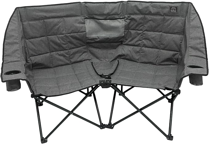 Kuma Outdoor Gear Kozy Bear Chair with Carry Bag, Ultimate Portable Luxury Outdoor Double Camping Chair for Glamping, Sports & Outdoor Adventures (Heather Grey/Black)
