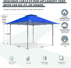 EAGLE PEAK 13x13 Straight Leg Pop Up Canopy Tent Instant Outdoor Canopy Easy Single Person Set up Folding Shelter w/Auto Extending Eaves 169 Square Feet of Shade (Blue)
