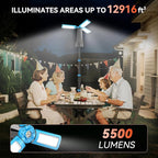 15000 mAh Rechargeable Camping Light with Stand, Cordless Work Light with 3 LED Lamp Heads, 5500 Lumens Dimmable Camping Essentials Gear Emergency Flashlight with 86" Detachable Tripod, Blue