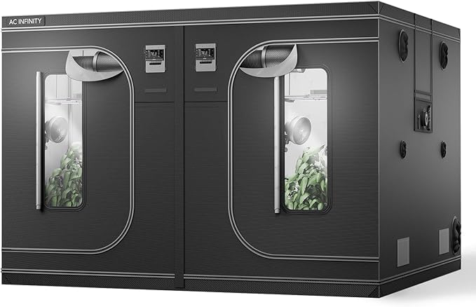 AC Infinity CLOUDLAB 811, Advance Grow Tent 10x10, Thickest 1" Poles, 2000D Mylar Canvas, Lab-Tested Highest Reflectivity, Largest Zipper Window, Controller Plate, 120" x 120" x 80" Indoor Growing