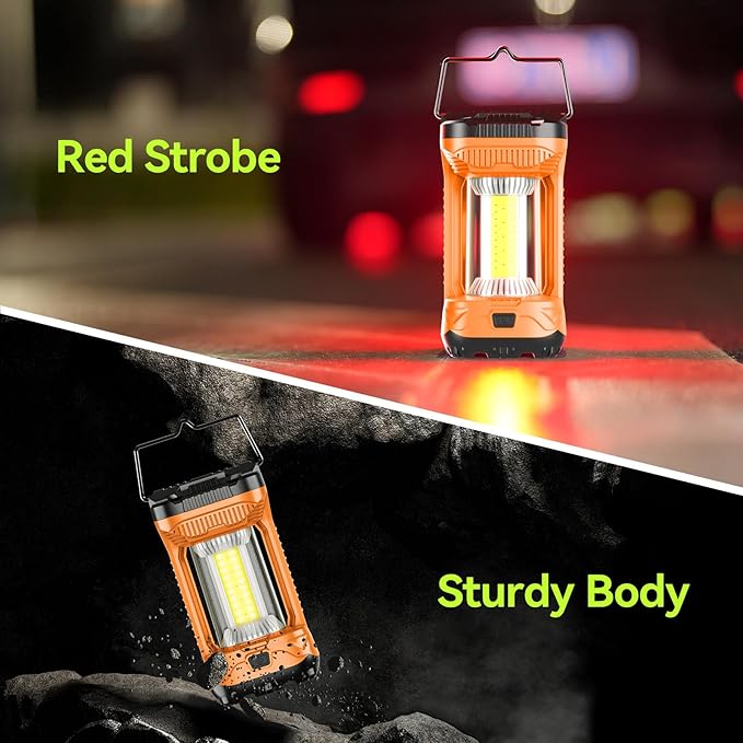 AlpsWolf Camping Lantern Rechargeable, 1000LM 4 Light Modes Camping Light 4000mAh Rechargeable Lantern for Power Outages Portable Camp Lantern with Memory Function, Orange, 1 Pack