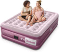 iDOO Air Mattress Queen with Built in Pump, Blow up Mattress, 18 Raised Inflatable Mattress for Home Camping and Guest Bed, Upgraded Comfort Surface Air Bed Queen Size, Colchones Inflables, Pink