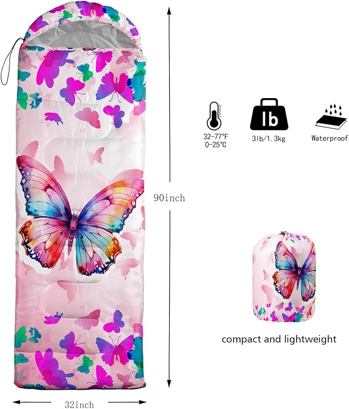 HOSIMA Dear Hunting Pattern Cold Weather Sleeping Bags for Kids Adults,Black Light Weight Waterproof Sleeping Bags for Outdoors Hiking.