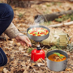 Titanium Bowls Camping Cookware Set Camping Pot Outdoor Pan Outdoor Cooking Tableware with Foldable Handles Mesh Sack,