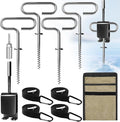 Ice Anchor Tool Kit, Ice Anchor Drill Adapter with Ice Fishing Shelter Stake Screws with Storage Bag, Universal Anchors Accessories for Outdoor Camping Tent or Ice Fishing Shanty Shelter Tent