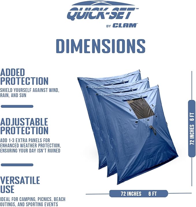 Clam Quick-Set Wind & Sun Panel Attachment – Accessory for Screen Shelter Canopy Tent – Includes 2 Panels with Carry Bag – Outdoor Privacy & Weather Protection (Tent Not Included)