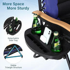 MFSTUDIO Zero Gravity Chairs Set of 2, XL Oversized Outdoor Anti Gravity Chair, Patio Lounge Folding Adjustable Chair with Cup Holder & Padded Headrest, Support 400lbs,Navy Blue