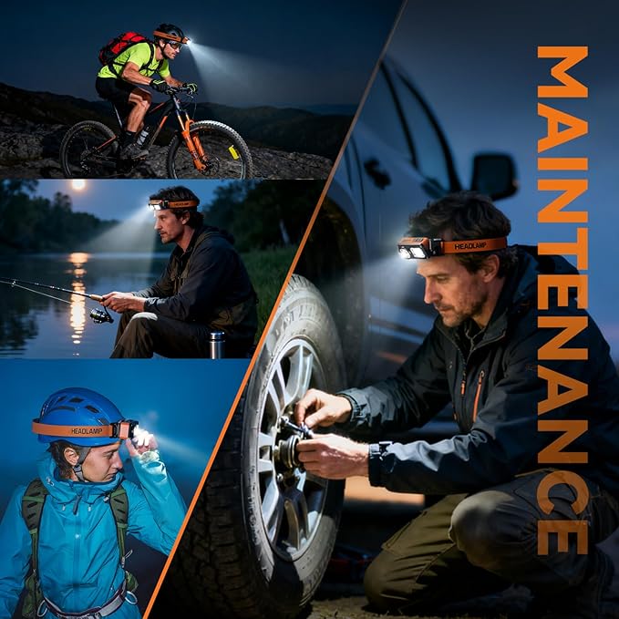 AlpsWolf Magnetic Rechargeable Headlamp - LED with Sensor Motion Camping Headlight, Mechanic Flashlight for Garage/Workshop/Vehicle Maintenance/Emergency/Power Outages(1PC)