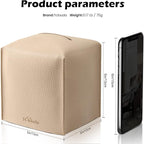 Tissue Box Cover, Tclouda, Modern PU Leather Square Tissue Box Holder for Creative Decorative, Ideal for Bathrooms/Office/Car/Nightstand/Outdoor Tent/Dining Table, 5"X5"X5", Single Beige