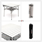 SUNNYFEEL Aluminum Folding Table for Camping, Lightweight Roll Up Top, Portable Camp Tables with Carry Bag for Outdoor Picnic (Square, Gray)