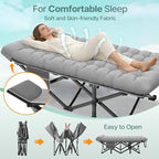 Suteck 32In XXL Folding Camping Cot, 900LBS Heavy Duty Sleeping Cot with Pillow Mattress, 1200D Double-Layer Oxford Portable Cot for Adults with Carry Bag for Home Office Nap Beach Travel