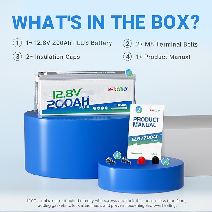 Redodo 200Ah LiFePO4 Battery, 12V Lithium Battery with 200A BMS, 2560W, Up to 15000 Deep Cycles Battery, Ideal Replacement of AGM Batteries For RVs, Solar Systems, UPS, Off Grid, Marine