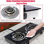 Hothit Portable 2 Burner Propane Stove Gas Cooktop, 28600 BTU Tempered Glass Auto Ignition for Outdoor Kitchen, Camping, RV, Small Apartment