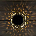 Mothers Day Gifts Solar Table Light Outdoor Waterproof- Solar Powered LED Lantern Hollowed-Out Black Metal Desktop Decorative Lamp for Indoor Desk Bedroom Patio Garden Pathway Yard